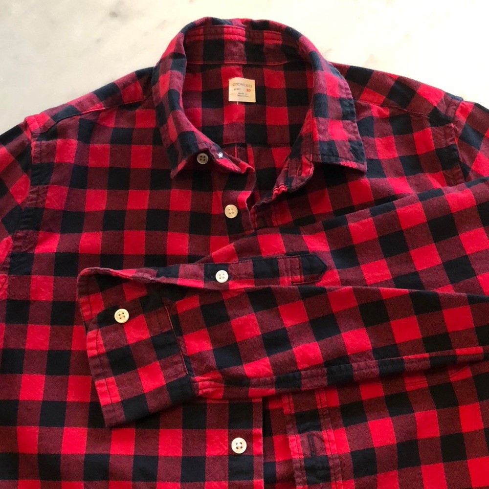 Crewcuts Boys’ flannel button-down red/bull check